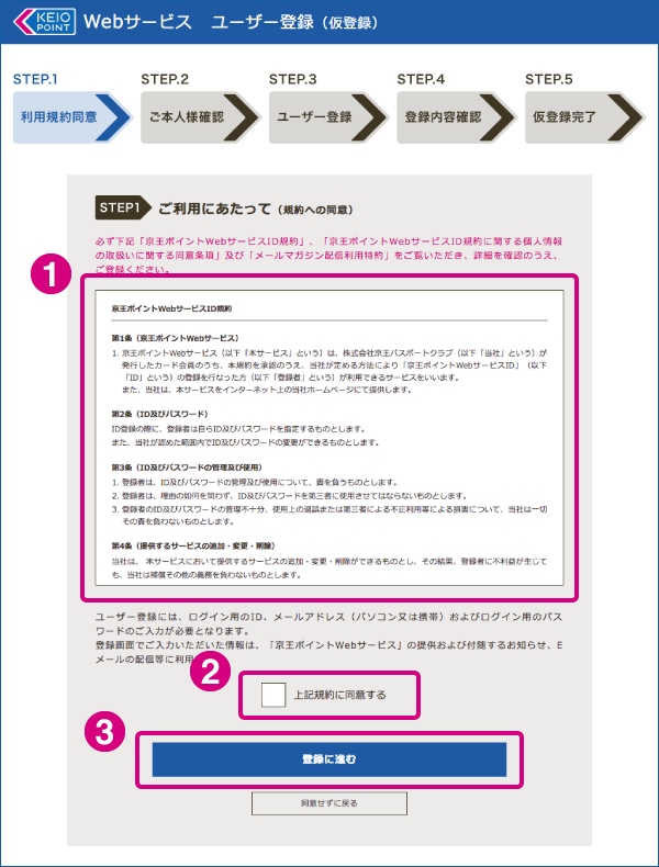 STEP1 利用規約同意