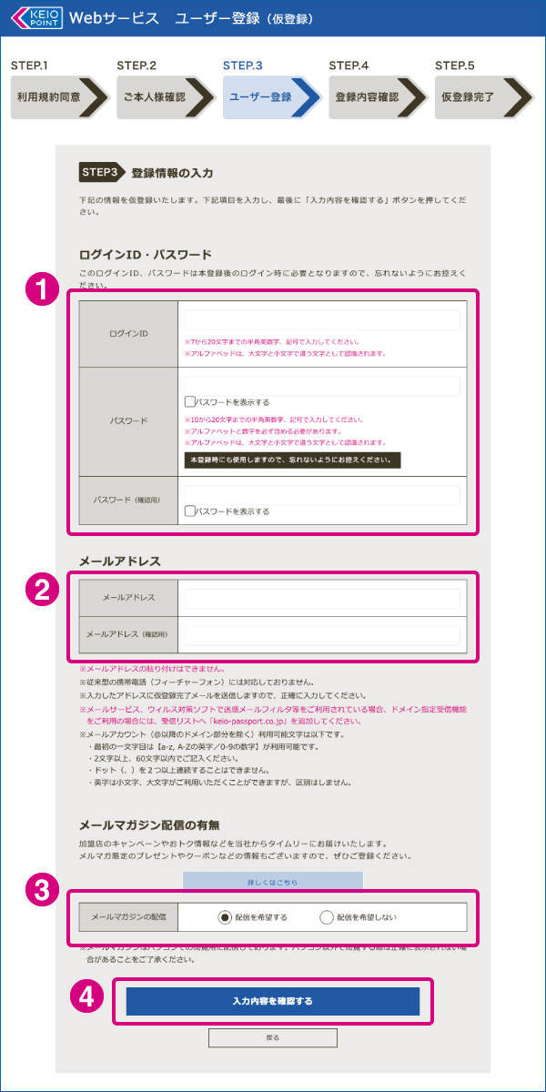 STEP3 ユーザー登録
